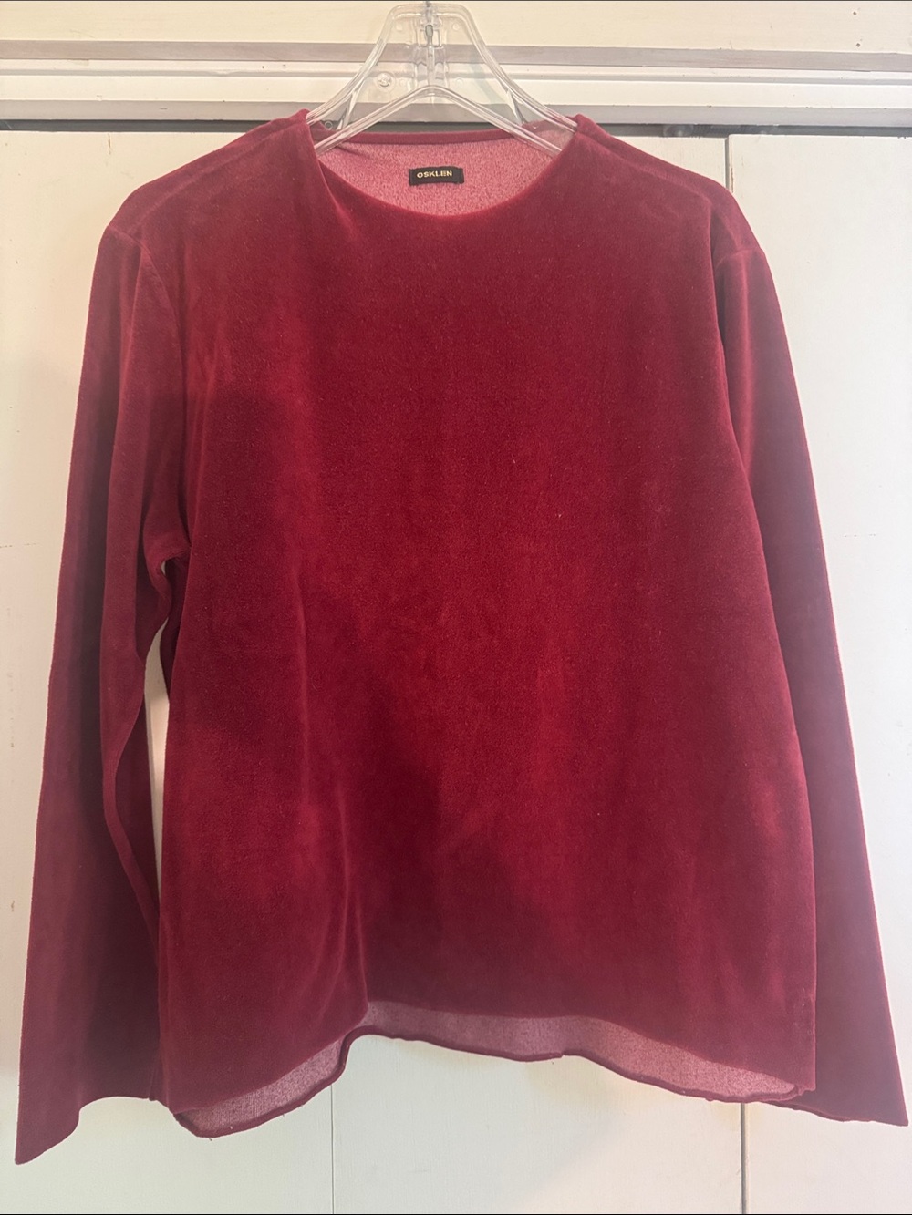 Long sleeve pullover burgundy velour super cozy